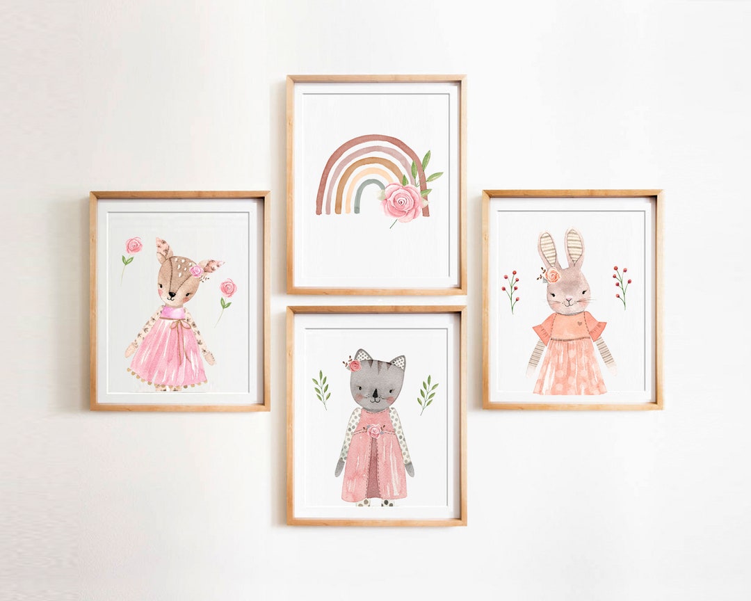 Nursery Print Set of 4, Boho Nursery Wall Art, GIRLS Nursery, Baby Girl ...