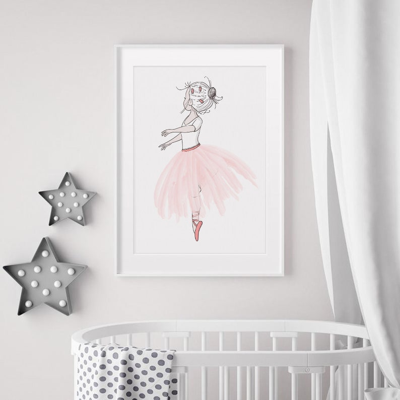 Ballerina wall art, SALE PRINT Girls Room Decor, Pink tutu, Ballerina print, Baby girl nursery wall art,Ballerina art,ballerina Dancer print image 2