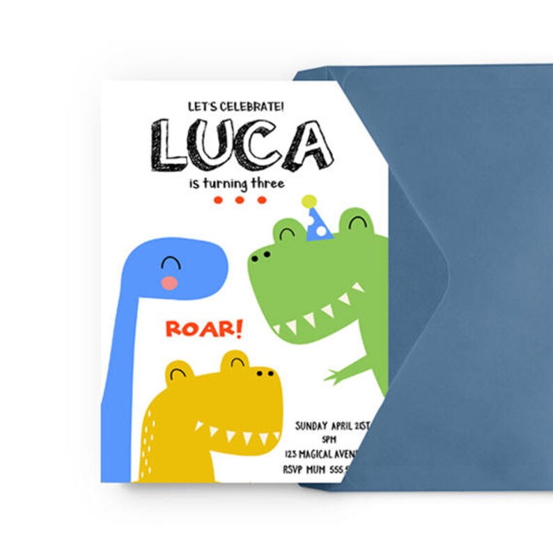 Dinosaur Birthday Invitation Dinosaur Party Roar Bright Etsy