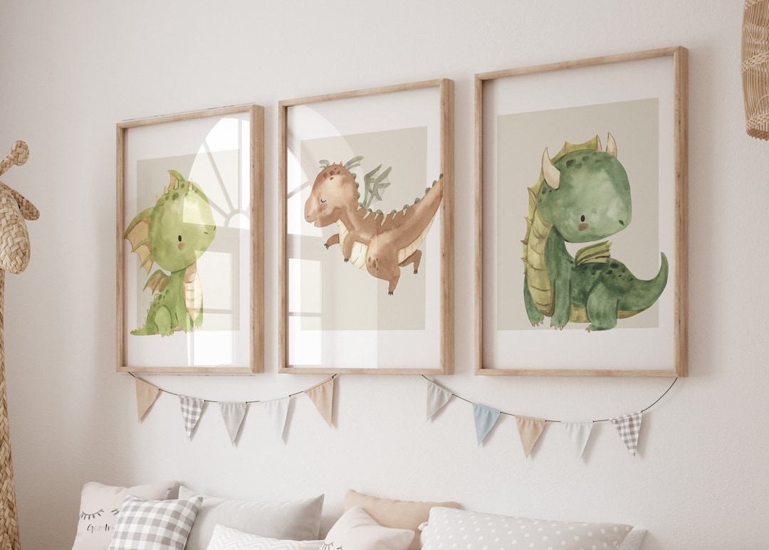 Baby Dragon Nursery Prints: Mythical Creatures Wall Art (set of 3 ...