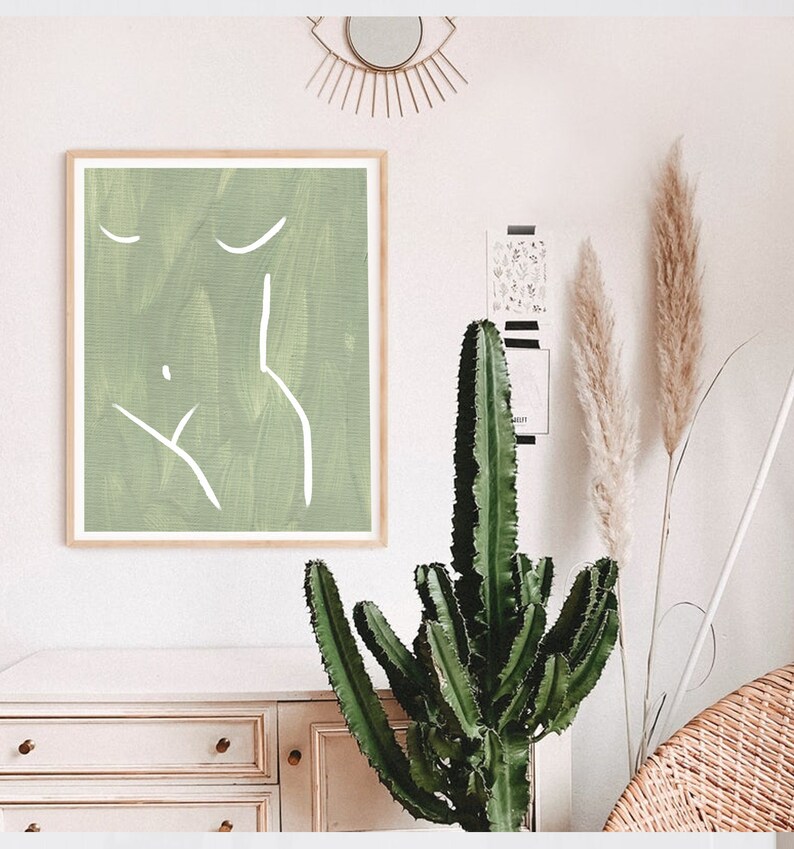 Green Wall Art Woman Digital Print Wall Art LIGHT Green Etsy