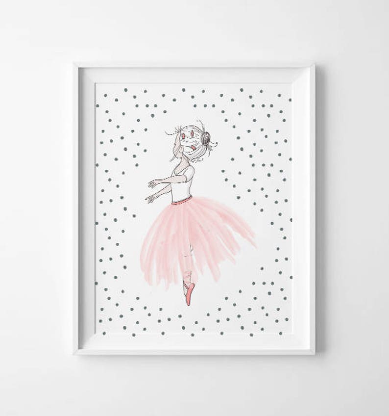 Art mural ballerine art de pépinière de ballerine douce art mural pour enfants décor de pépinière ballerine rose ballerine princesse art de pépinière de ballet image 7