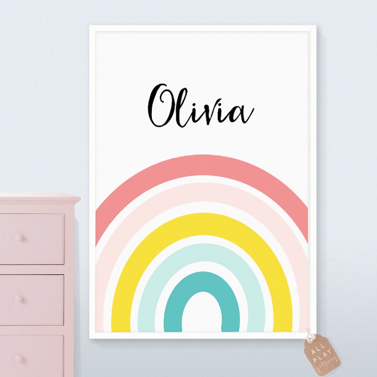 Custom Name Wall Art Custom Name Print Rainbow Name Art Etsy
