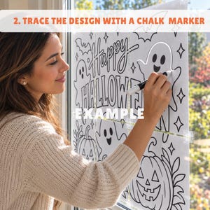 Printable Ghost Design Halloween Window Stencil Pattern Template Chalk Marker Glass Art Seasonal Display Decoration Digital Download Traceable Craft Project Easy DIY Activity Home Classroom Display Beginner Friendly Complete Instructions