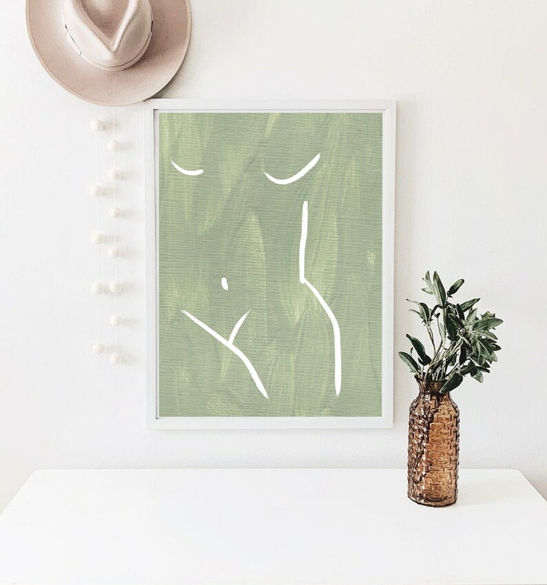 Green Wall Art Woman Digital Print Wall Art LIGHT Green Etsy