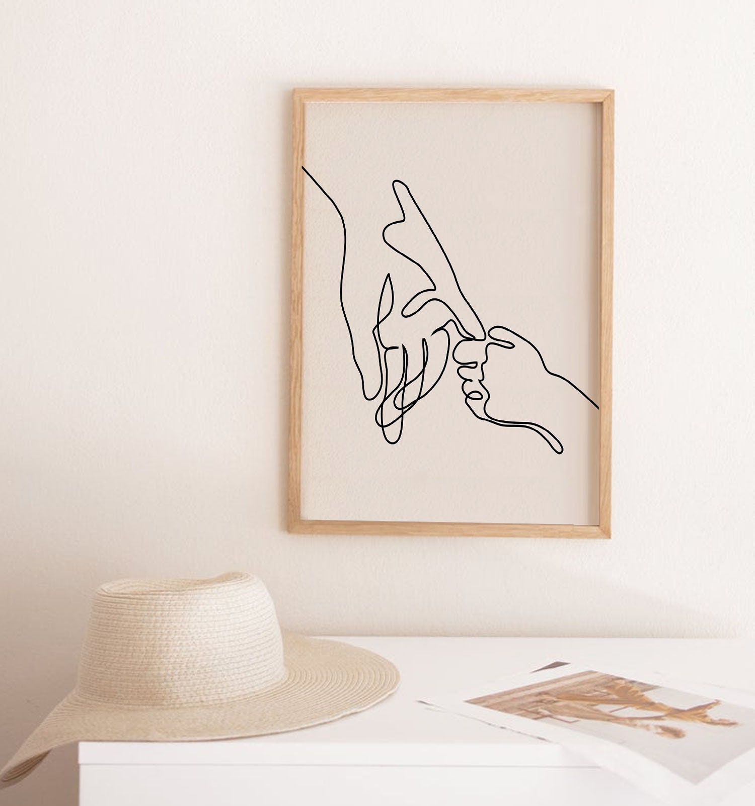 One Line Drawing Poster, Hands one line, Modern Minimalist Wall Art, Continuous Line
