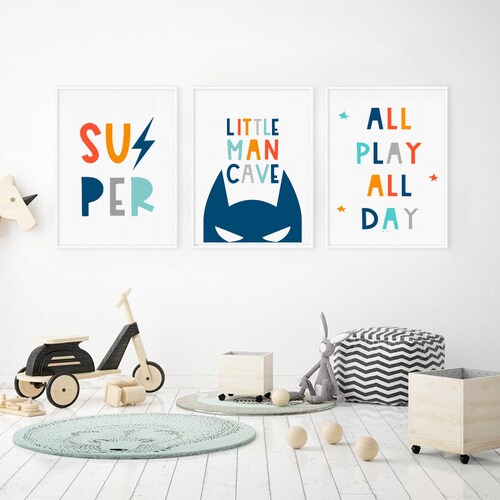 Boys Bedroom Decor Set of 3 Printables Kids Wall Art Boys - Etsy