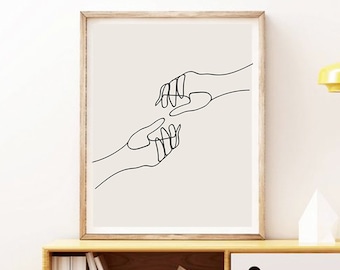 one line Print, Abstract hands Wall Art, Abstract Decor, Contemporary art Print,  Digital Download, Art Print, Bedroom Decor, neutral art