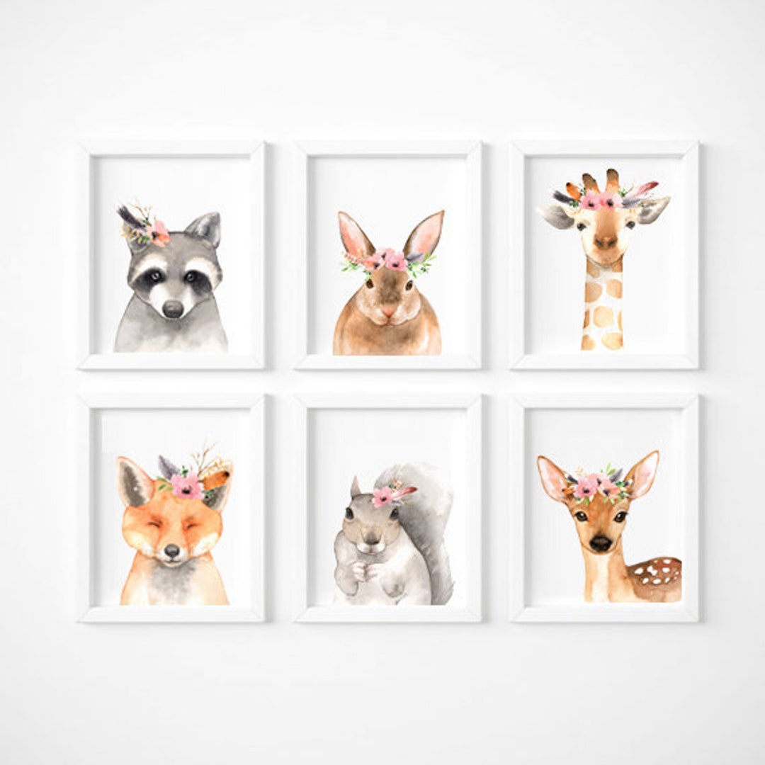 Woodland Nursery Decor - Baby Girl Nursery - Printable Wall Art ...