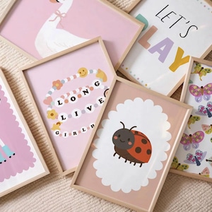 Pink Pastel Printable Wall Art 100 Girls Nursery Bedroom Designs Motivational Quote Poster Bundle Moon Sun Goose Bow Rainbow Flower Illustrations Playroom Gallery Wall Download Baby Shower Gift Collection Alphabet Letters Custom Options