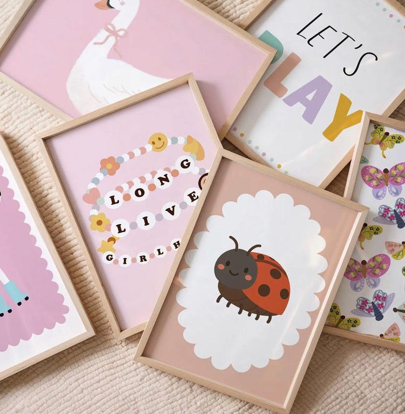 Pink Pastel Printable Wall Art 100 Girls Nursery Bedroom Designs Motivational Quote Poster Bundle Moon Sun Goose Bow Rainbow Flower Illustrations Playroom Gallery Wall Download Baby Shower Gift Collection Alphabet Letters Custom Options