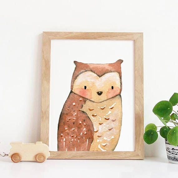 Owl Nursery Print | Etsy
