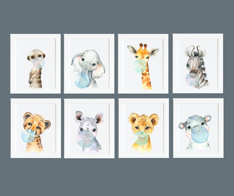 Safari Baby Animal Prints Animals With Gumsafari Nursery Etsy