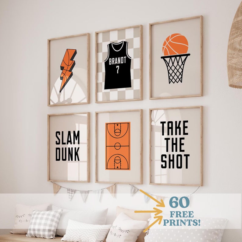 Basketball kids prints,Name Basketball, Gallery Wall basketball,boys  Downloadable Prints, Sport Nursery Decor, PLAYROOM Wall Art,Printable