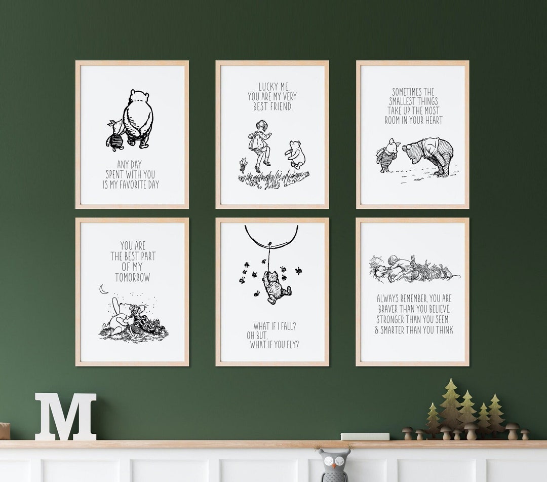 Winnie the Pooh Quotes Set of 6 Prints, Digital Print| Nursery Quote ...