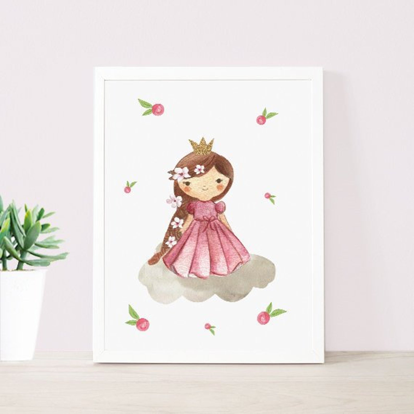Princess Wall Art Set of 6 Princess Themed Nursery Etsy UK