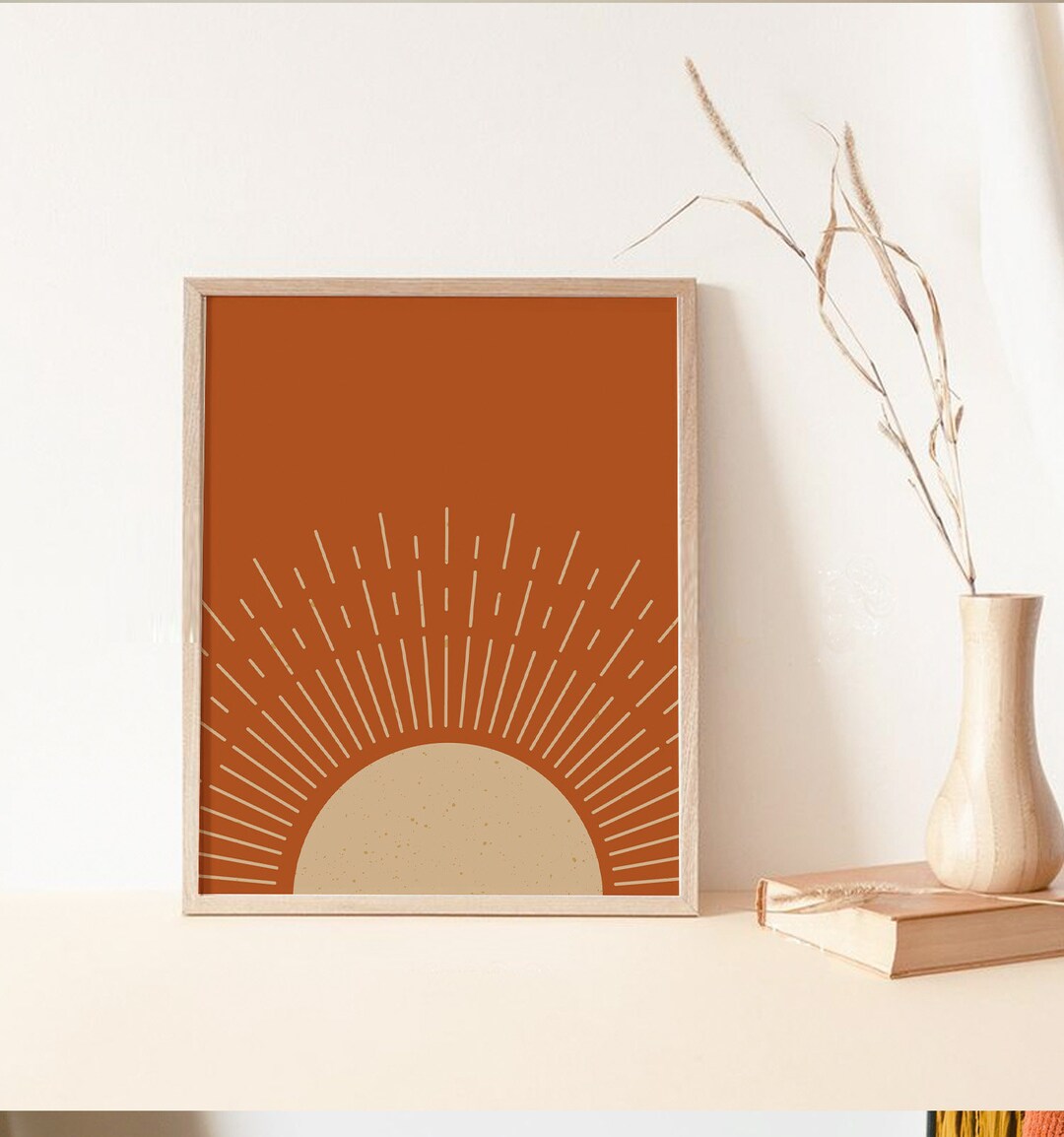 Sun Art, Printable Sun Wall Art, Warm Colors, Boho Sun Art, Abstract ...