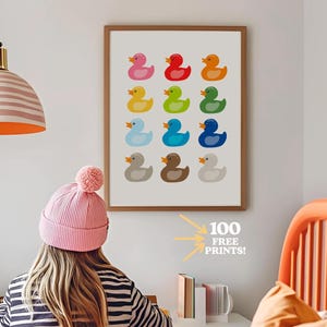 Stampa di un'anatra colorata, decorazione per la cameretta dei bambini (download digitale) immagine 4