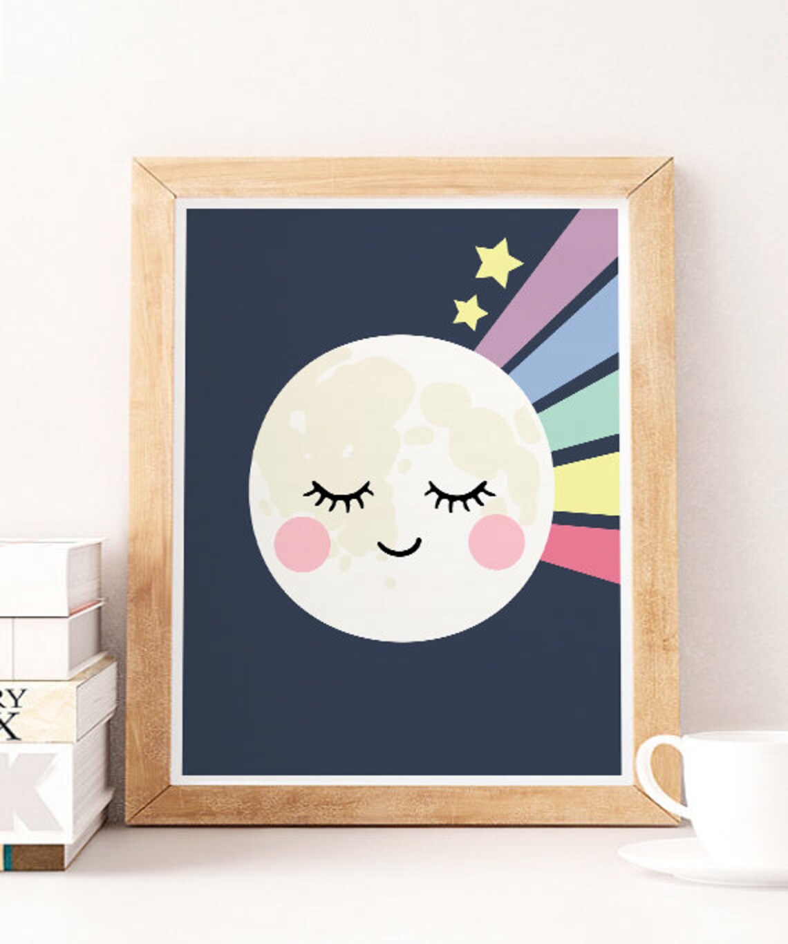 Modern nursery printable SEt of 6 Rainbow Print moon Print | Etsy