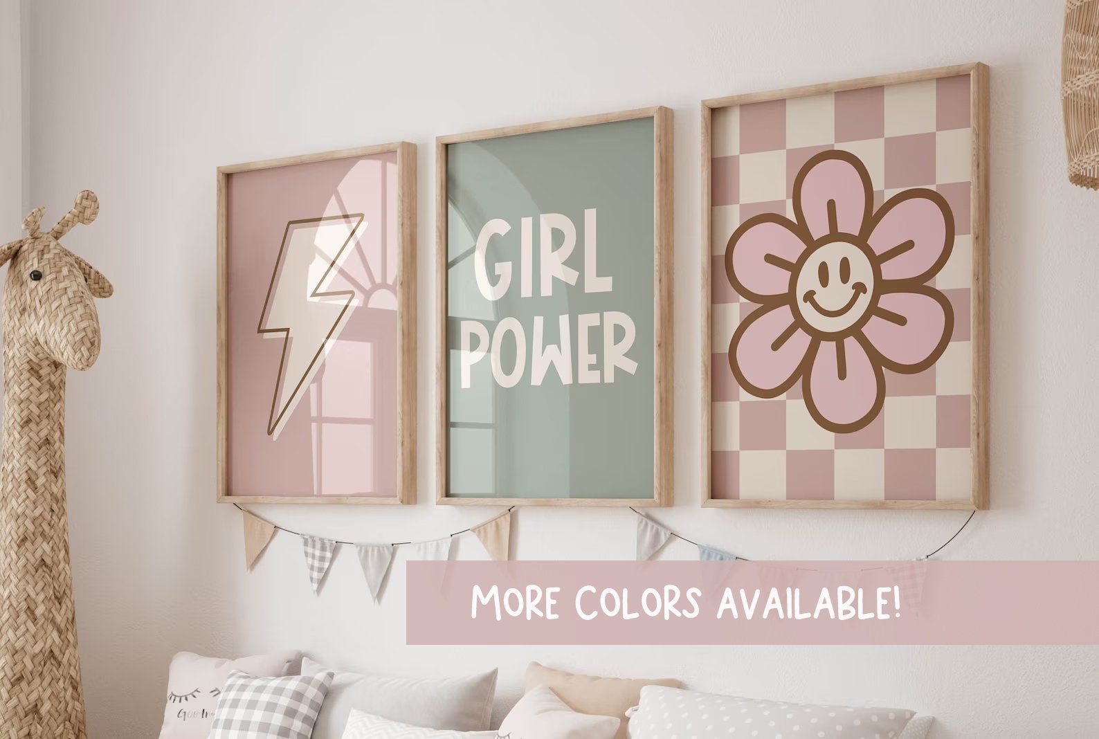 Smile Art Design Girl Power Quote Diversity Kids Gilrs African American White and Black Canvas Print Kids Room Decor Wall Art Baby Room Deco - 3