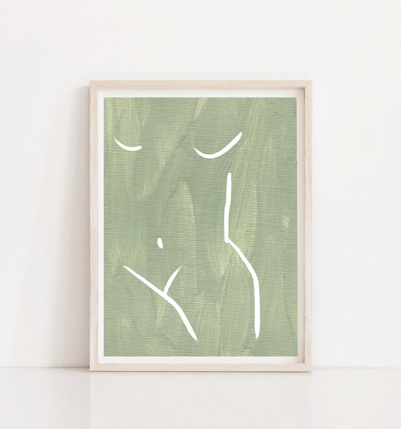 Green Wall Art Woman Digital Print Wall Art LIGHT Green Etsy