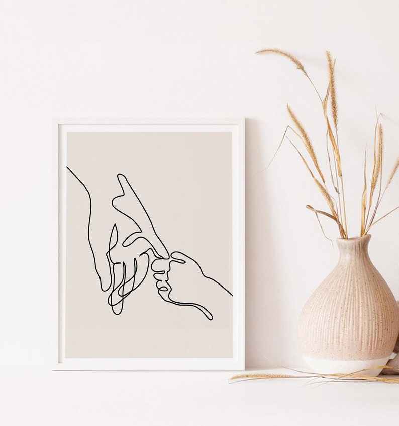 PRINTABLE WALL ART One Line Drawing Print Hands One - Etsy