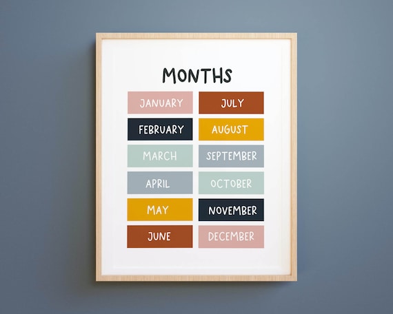 Months of the Year Printable: Montessori Classroom Art (Digital Download)