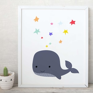 Printables art whale stars,Minimalist Poster, Minimalist Art, Minimalist Print, Scandinavian Modern, Scandinavian Art, Downloadable Prints
