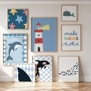 whale nursery decor, jelly fish, sea turtle print, nautical, octopus nursery, gender neutral, ocean nursery prints, ocean themed nursery, nautical nursery art, blue whale, whale decor, under the sea art, nursery prints
