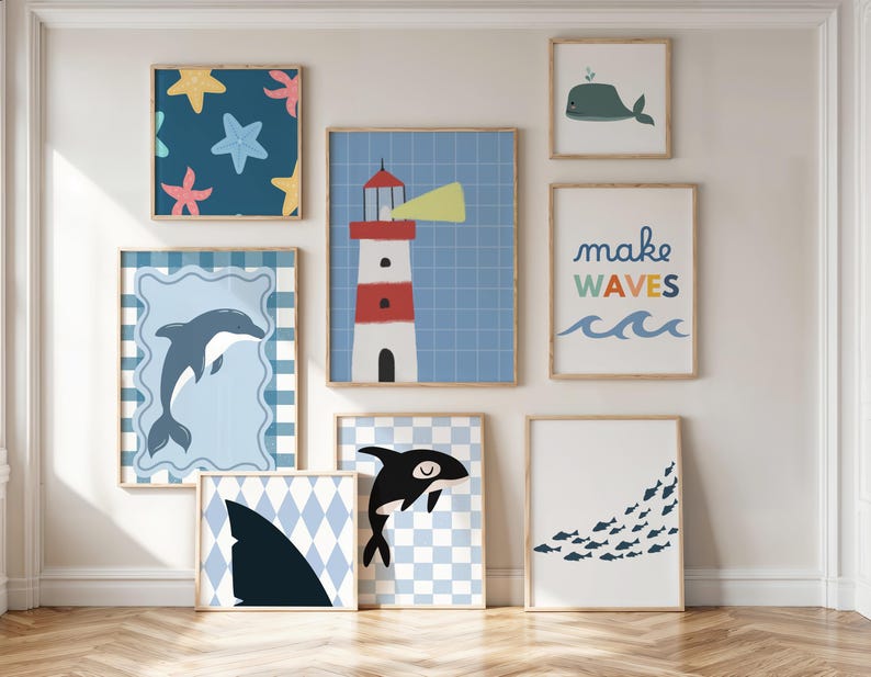 whale nursery decor, jelly fish, sea turtle print, nautical, octopus nursery, gender neutral, ocean nursery prints, ocean themed nursery, nautical nursery art, blue whale, whale decor, under the sea art, nursery prints