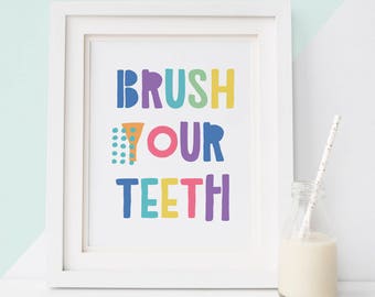 Printable Kids Wall Decor Brush Your Teeth Wash Your Hands - Etsy