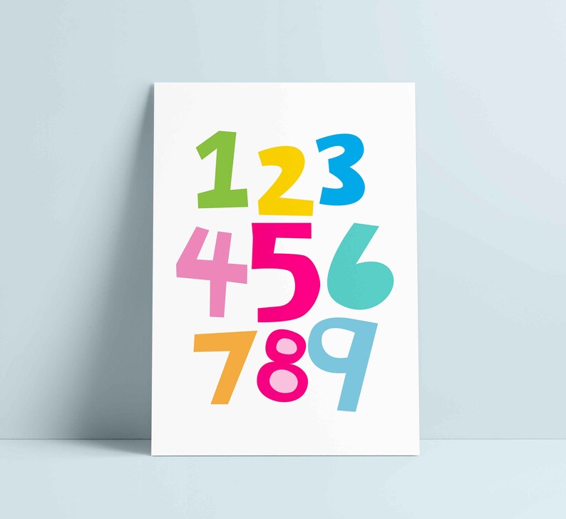 Cute Numbers Print PRINTABLE Number Art 123 Poster Nursery - Etsy