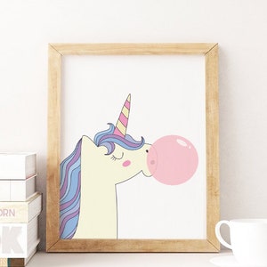 SALE 50% unicorn print, unicorn gum, unicorn printable, girl printable, unicorn gift, dreams printable, rainbow unicorn, nursery decor, girl