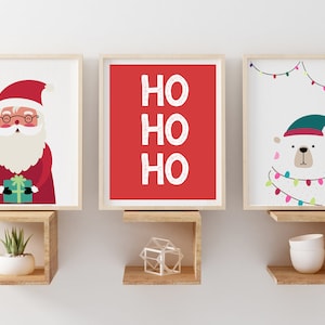Christmas nursery print, SET OF 3, Christmas Sign, santa hohoho print,printable wall art,nursery printable, Christmas print,Christmas poster