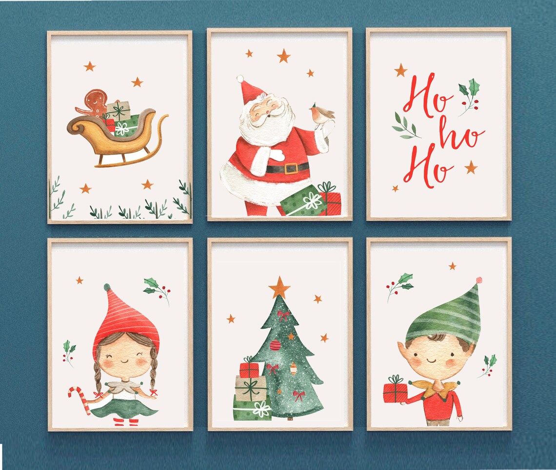 Christmas Wall Printables SET OF 6 HOHOHO Print Christmas Etsy Australia