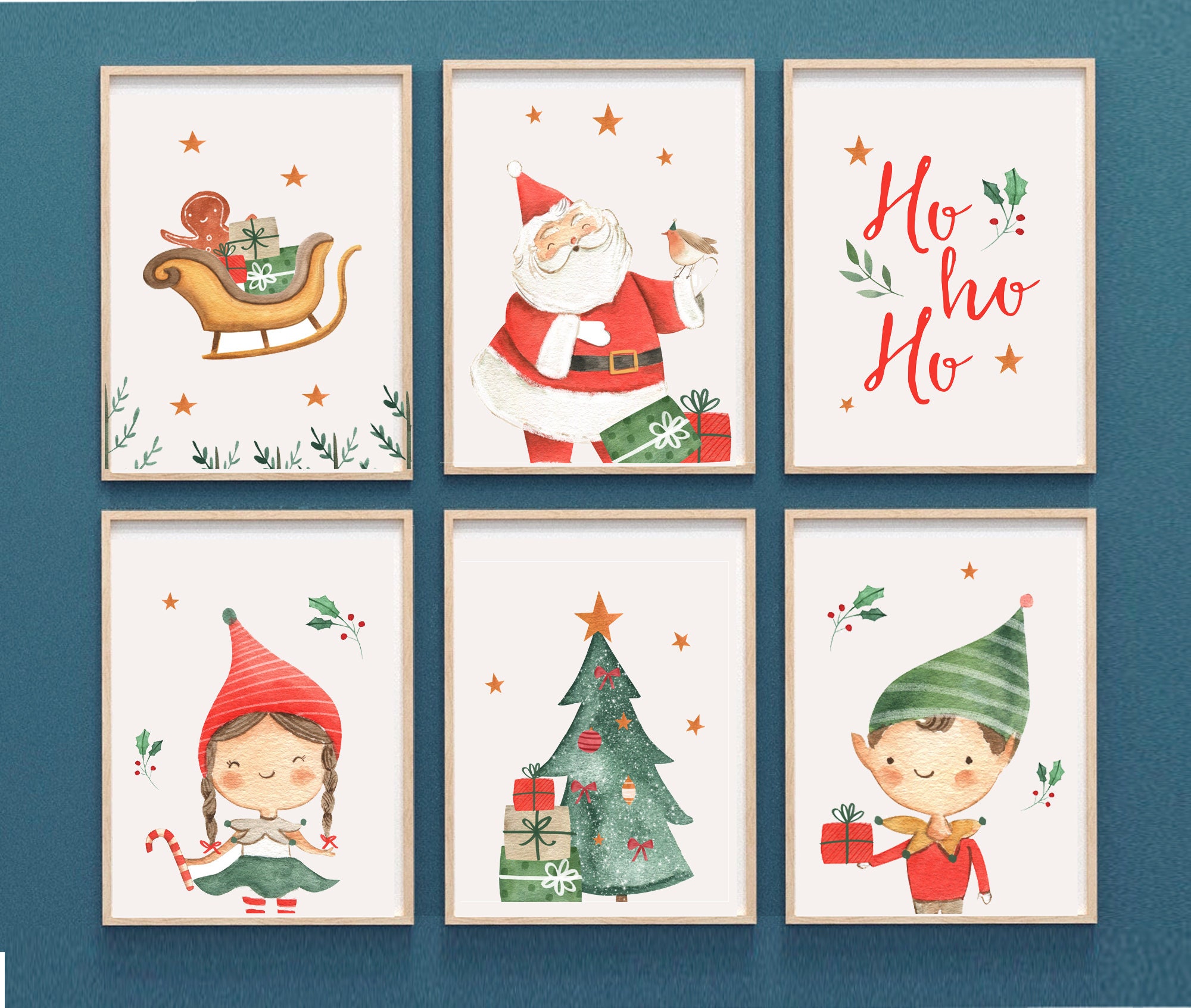 Christmas Wall Printables SET OF 6 HOHOHO Print Christmas - Etsy Australia