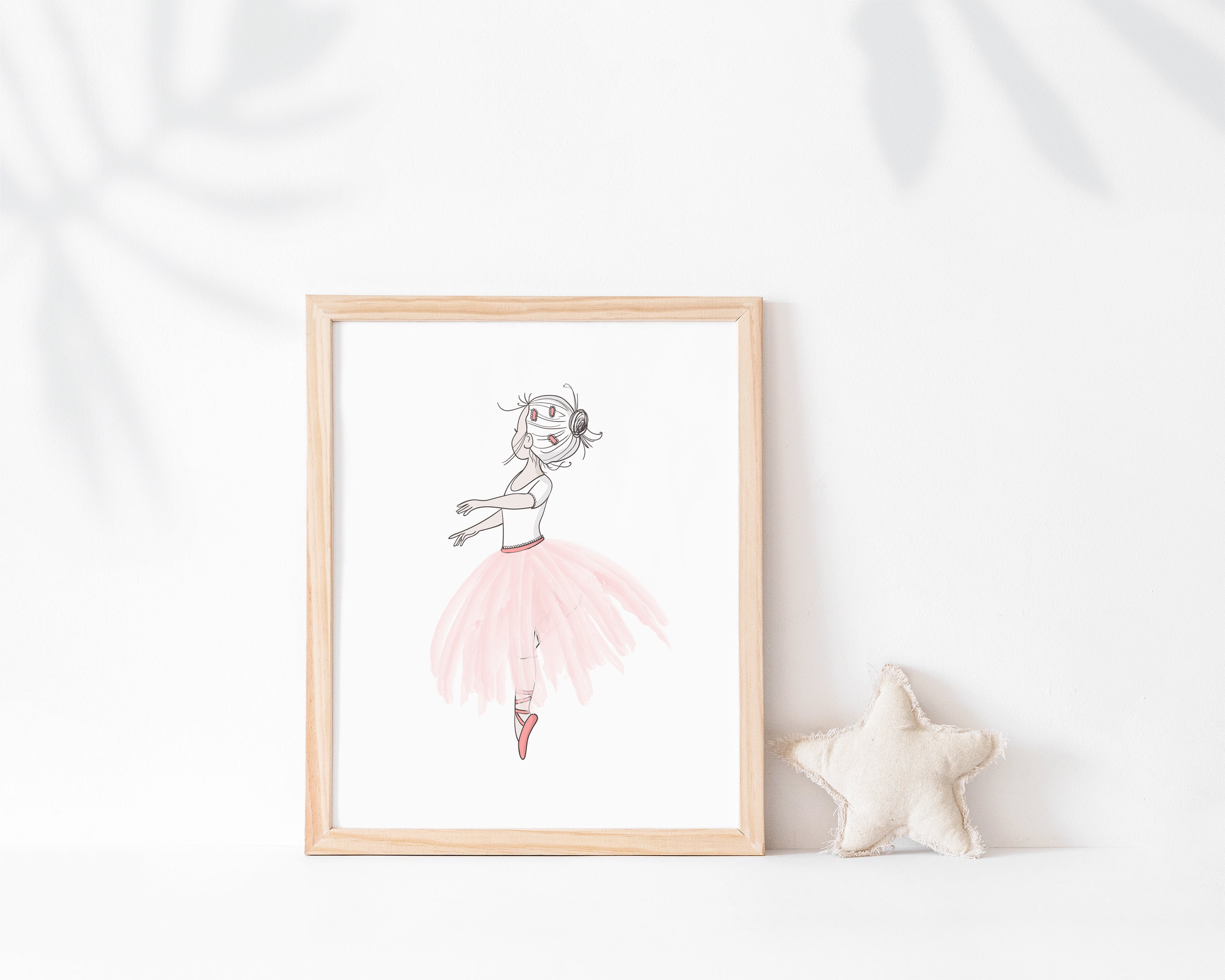 ♥ Set of 3 Ballerina Custom Name, Nursery Wall Art Prints, Goauche