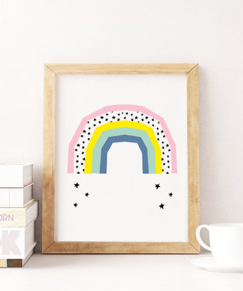 Pink Nursery Wall Art Blush Pink Wall Art Rainbow PRINTABLE Etsy
