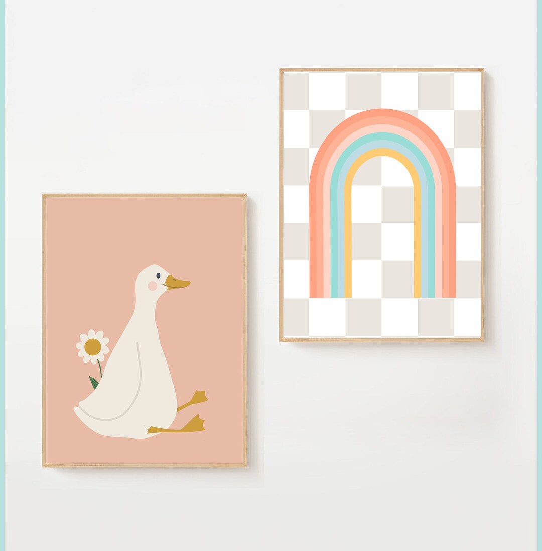 Silly Goose Wall Art, RAINBOW Nursery Decor, Earth Tone Nursery Prints ...