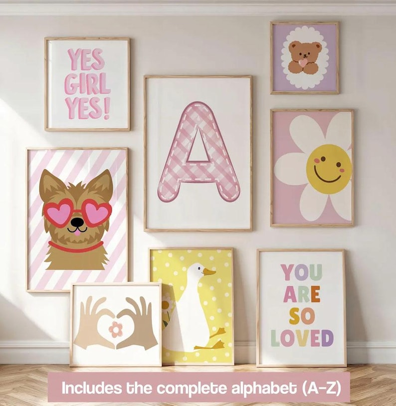 Goose Nursery Print SET OF 100 printable art, Pink Girls bundle wall Room Decor (Digital Download) image 11