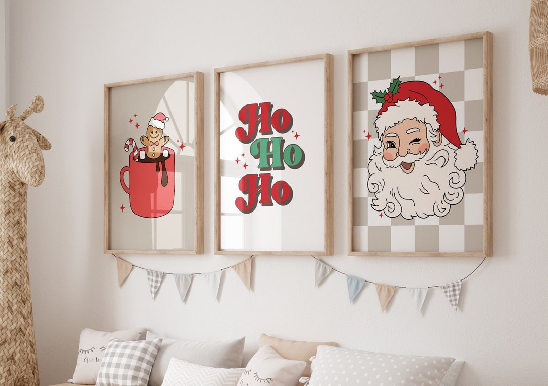 Christmas Wall Art Prints, Santa Print, Christmas Wall Decor, Printable ...