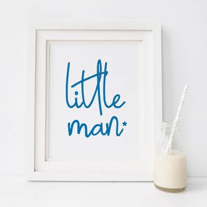 Boys Wall Art, Baby Boy Nursery, 50% SALE, Nursery Decor Boy, blue Nursery Theme, little man Print, Personalized Nursery,color Letter Art image 1