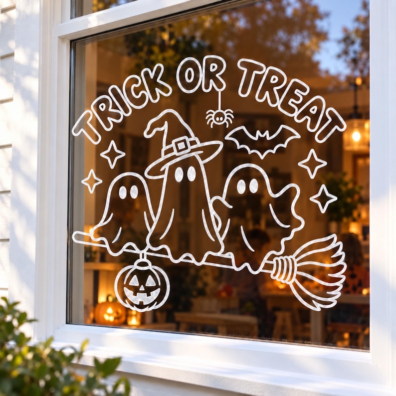 Halloween Window Template Ghost Traceable Chalk Marker Stencil Design Trick Treat Glass Art Printable Display Seasonal Home Classroom Halloween Window Template Ghost Design Printable Chalk Marker Stencil Pattern Seasonal Home Classroom Decoration Craft Digital Download Traceable Glass Art Easy DIY Project Beginner Friendly Instructions Complete Guide Included Six Page PDF