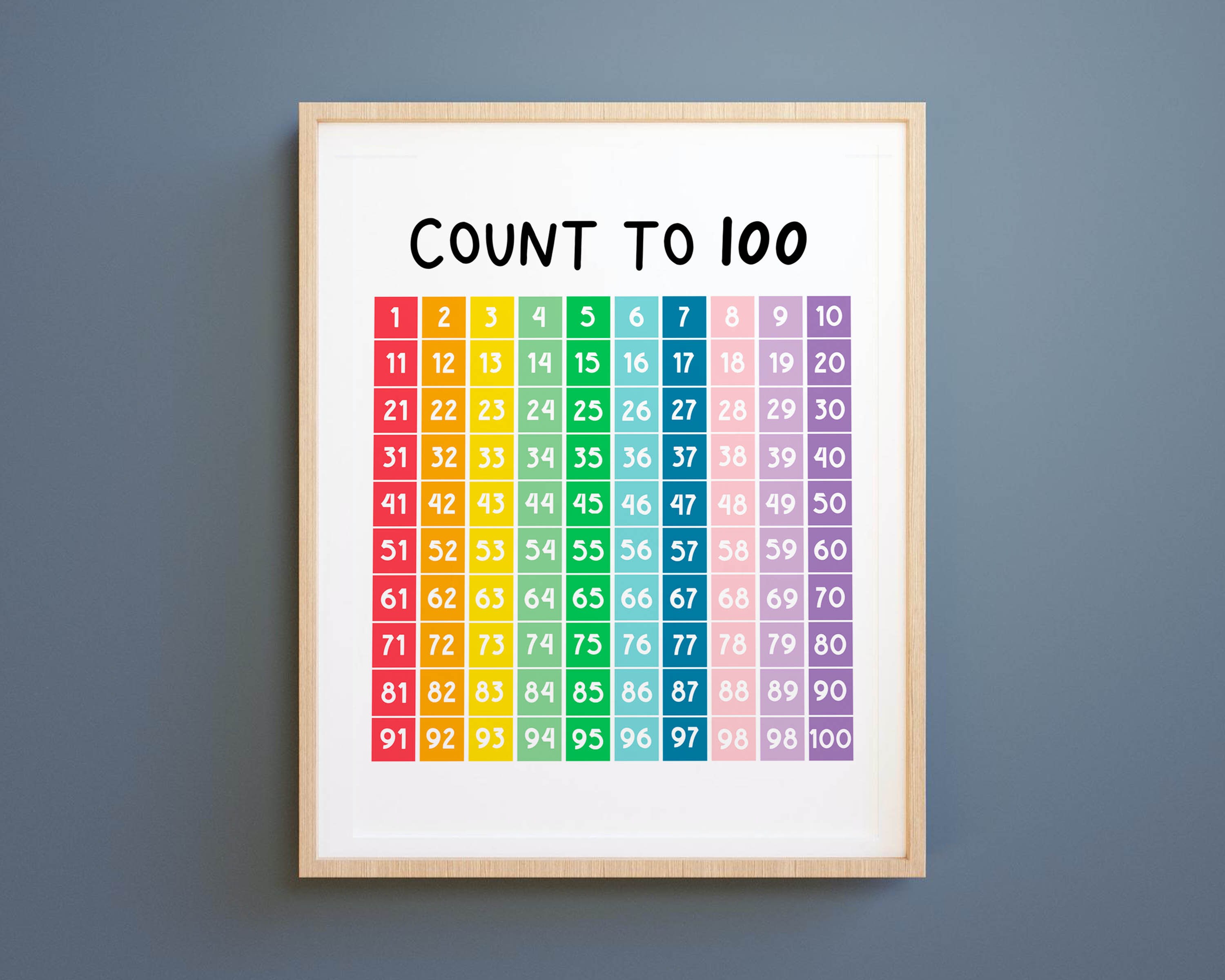 count to 100 printable rainbow numbers 1 100 classroom etsy