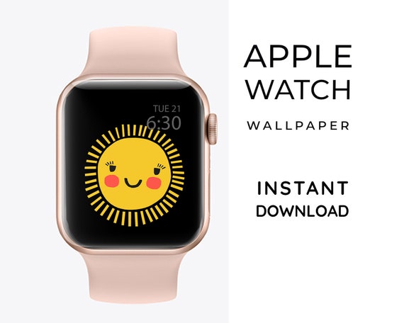 Happy Sun Apple Watch Wallpaper: Summer Black Background (JPG File)