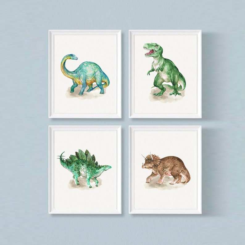 Toddler wall art,Dinosaurs Print, Set of 4, Educational prints, Teen boys decor, wall art prints, Printable dinosaurs poster, school art 