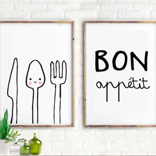 Set of 2 Kitchen Prints Kitchen Wall Art Kitchen Decor Etsy