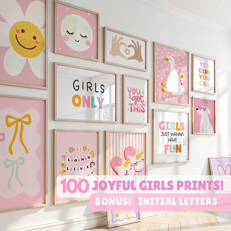 Girls Nursery Prints Set: Colorful Kids Room Wall Art (digital Download ...