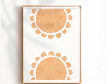 Boho Sun Art Print: baby nursery printable  (Digital Download) watercolor painting
