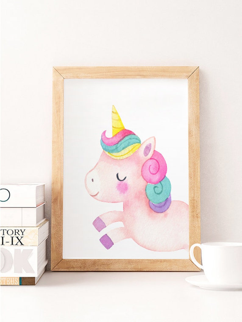Unicorn Wall Art Set 6 Printable Unicorn Art Girls Room Etsy